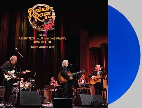 "The Desert Rose Band" Logo, Live-Auftritt im CMA Theater, Sonntag, 2. Oktober 2022. Band spielt auf einer Bühne.