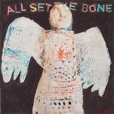 Text: "ALL SETTLE BONE". Illustration eines Engels mit Flügeln, farbenfroh gestaltet.
