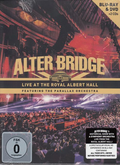 Alter Bridge: Live At The Royal Albert Hall Featuring The Parallax Orchestra, 1 Blu-ray Disc, 1 DVD und 2 CDs