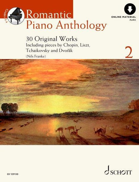 Romantic Piano Anthology. 30 Original Works von Chopin, Liszt, Tschaikowsky und Dvořák. Cover mit Landschaftsgemälde.