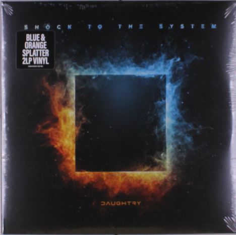 Text: "Shock to the System" und "Daughtry". Blau-orange Flammenrahmen auf schwarzem Hintergrund.