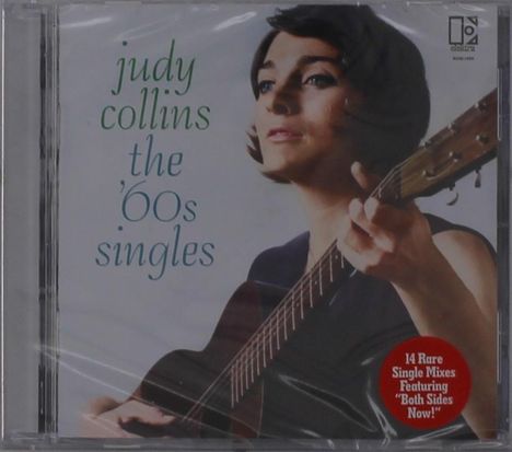 "judy collins the '60s singles" steht links. Frau mit Gitarre, roter Sticker: "14 Rare Single Mixes Featuring 'Both Sides Now!'".