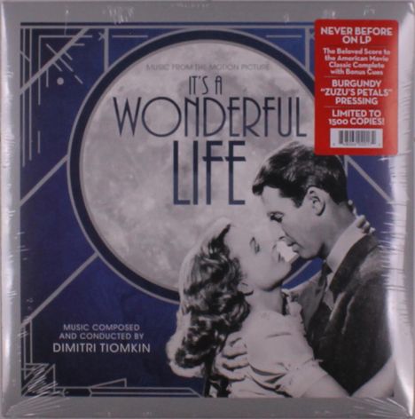 Text: "It's a Wonderful Life". Schwarz-weiße Illustration eines Paares in inniger Umarmung.