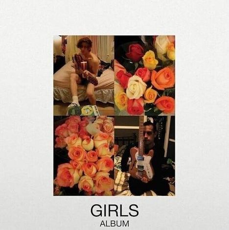 „GIRLS ALBUM“ steht unter einem vierteiligen Bild mit zwei Personen und Rosensträußen. Eine Gitarre ist sichtbar.