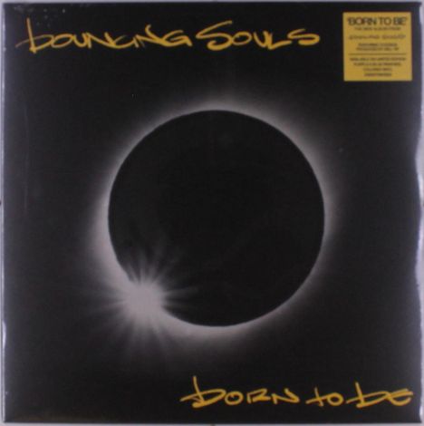 "Bouncing Souls" und "Born to Be" in gelb über einer Sonnenfinsternis-Illustration.