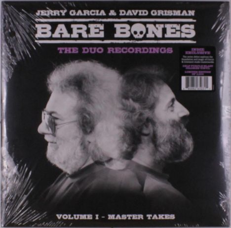 "Jerry Garcia & David Grisman", "BARE BONES", "THE DUO RECORDINGS", "VOLUME I - MASTER TAKES". Zwei Männer im Profil.