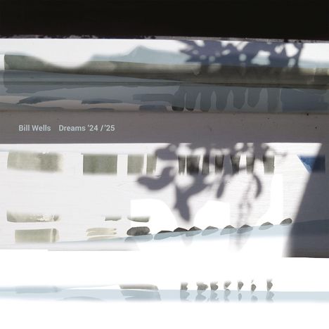 Text: "Bill Wells Dreams '24 / '25". Schatten von Blättern auf einer hellen Oberfläche, gemischt mit abstrakten Formen.