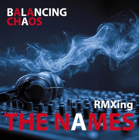 BALANCING CHAOS, RMXing THE NAMES. Ein Mischpult mit Kopfhörern und Rauch darüber.