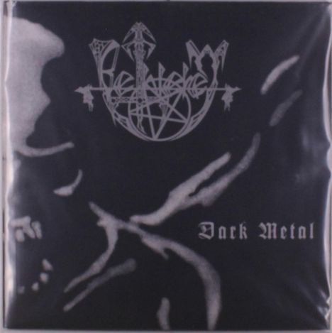 Text: "Dark Metal". Oben ein komplexes, stilisiertes Logo. Der Hintergrund ist dunkel mit kontrastreichen Mustern.