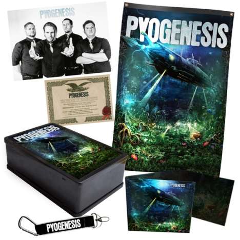 Pyogenesis: A Silent Soul Screams Loud (Limited Edition Boxset), 1 CD und 2 Merchandise