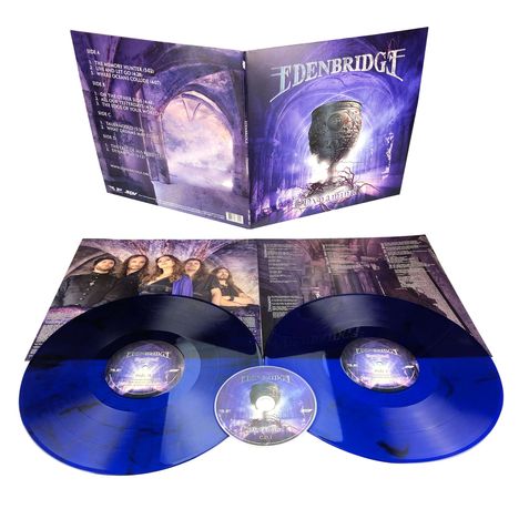 Edenbridge: Dynamind (Blue w/ Black Splatter Vinyl), 2 LPs und 1 CD