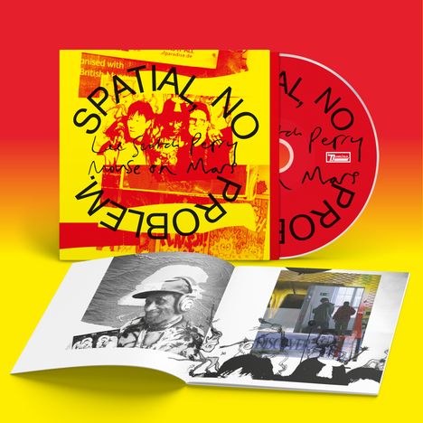 Cover Design mit den Worten "SPATIAL NO PROBLEM" und "Lee 'Scratch' Perry House of Mass". Dominante Farben: Rot und Gelb.