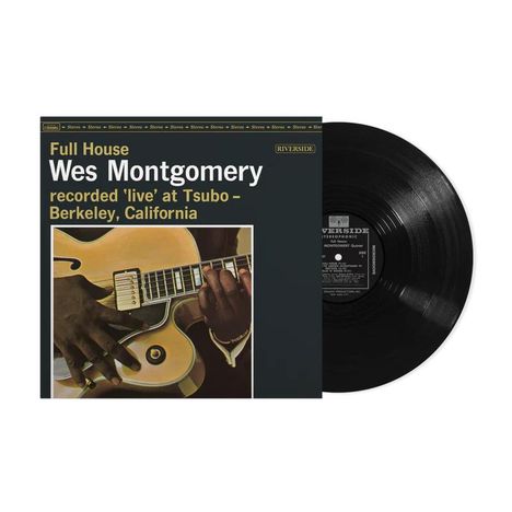 Albumcover von Wes Montgomery: "Full House", Aufnahme in Berkeley, Kalifornien, mit Gitarre und Schallplatte.