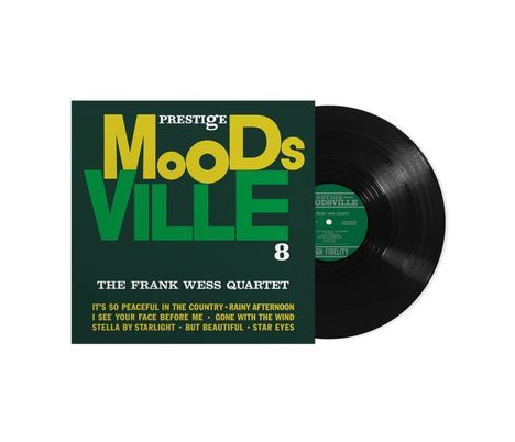 "MoODsVILLE 8", The Frank Wess Quartet. Titel: It's So Peaceful, Rainy Afternoon, I See Your Face, Gone with the Wind. Schwarze Schallplatte.
