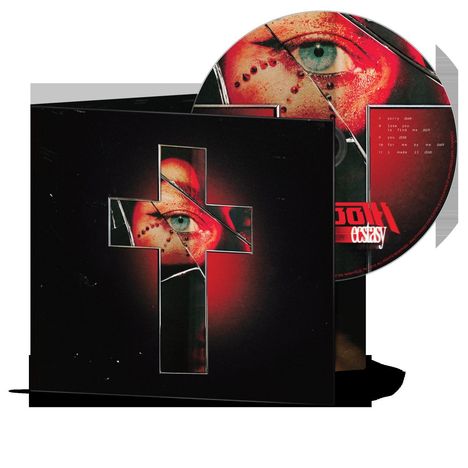 Text: „sorry“, „lose you“, „to find“, „for me“, „I made it“, „ecstasy“. CD und Hülle mit Kreuz und einem grünen Auge.