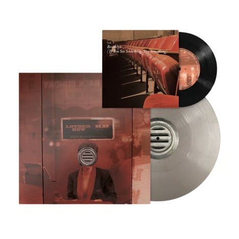 Text: „Brooklyn (If You See Something, Say Something)“, „LOUDEST NOW $1.52“. 
Zwei Schallplatten, eine schwarz, eine grau.