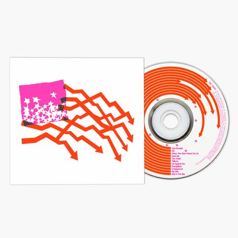 CD-Hülle und CD zeigen pinke und orange Muster, CD-Text: “The Fountain”, “When”, “The Old”, “You're Out”.