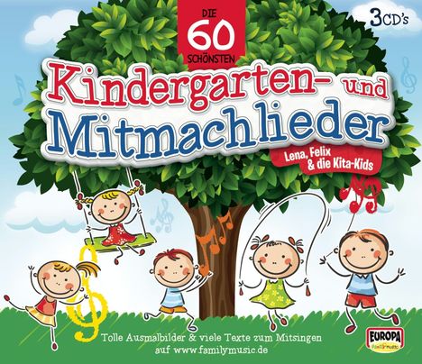 Die 60 schönsten Kindergarten- und Mitmachlieder, 3 CDs