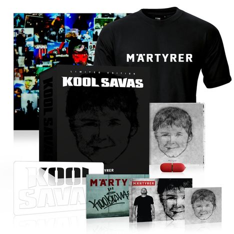Kool Savas: Märtyrer (Limited Fan-Box) (CD + USB-Kapsel + DVD + Shirt Gr.L), 1 CD, 1 USB-Stick, 1 DVD und 1 T-Shirt