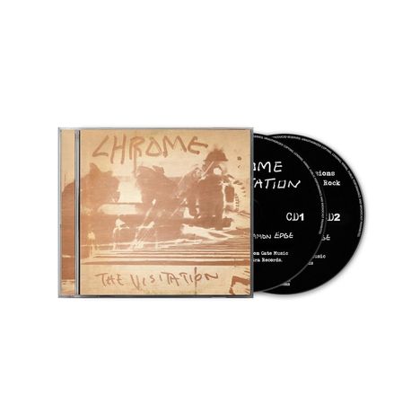 Die CD-Hülle zeigt „CHROME The Visitation“; daneben zwei schwarze CDs mit ähnlichem Text.