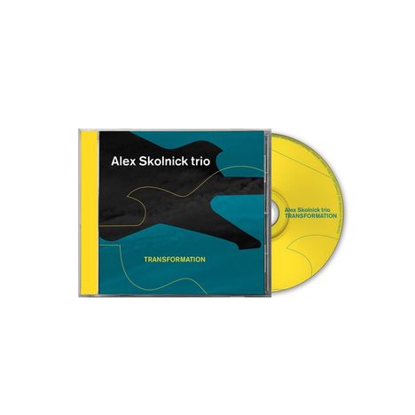 CD-Cover von "Alex Skolnick Trio" mit Titel "Transformation" in moderner, abstrakter Farbgestaltung.