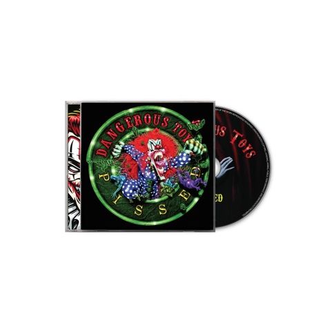 "Dangerous Toys Pissed" steht auf der CD-Hülle. Darauf ein bunter, wütend aussehender Clown in einem Kreis.