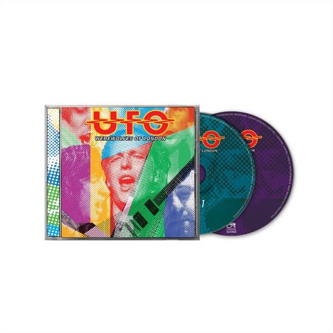 "UFO" und "Werewolves of London" sind in kräftigen Farben auf einem Albumcover mit mehreren CDs.
