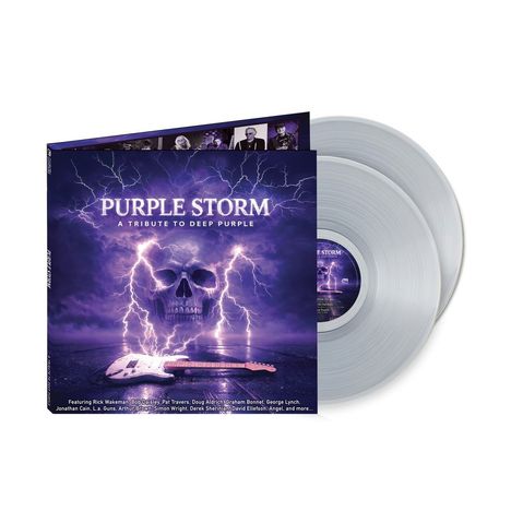 "Purple Storm - A Tribute to Deep Purple" steht über einem lila Blitzschädel und einer E-Gitarre. Zwei transparente Vinyls.