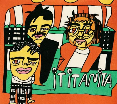 Bunte Illustration mit drei stilisierten, gelblichen Figuren. Der Text "IT IT ANITA" ist prominent zu sehen.