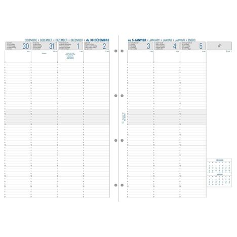 Timer-Einlagen 29 Kalender 1 Woche 2 Seiten senkrecht 2025, Kalender