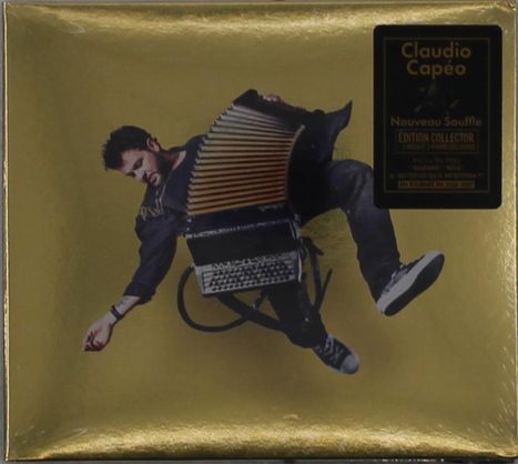 Claudio Capéo, Nouveau Souffle, Edition Collector. Ein Mann spielt Akkordeon auf goldenem Hintergrund.