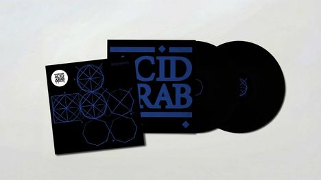 Text: "ACID ARAB," "RESONANCE," "CID RAB." Zwei Schallplatten und geometrische Muster.
