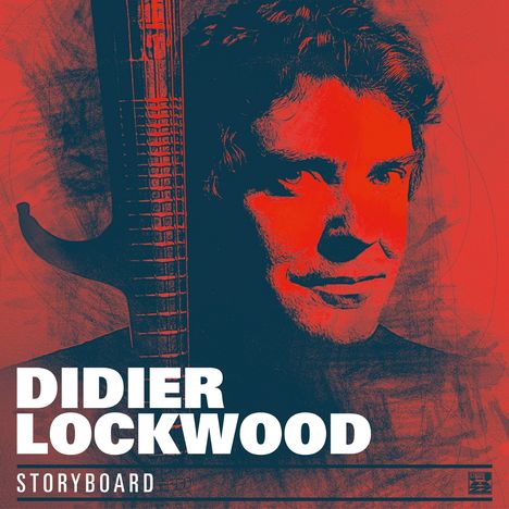 Text: "Didier Lockwood" und "Storyboard". Illustration eines Mannes in Rot- und Blautönen mit einer Geige.