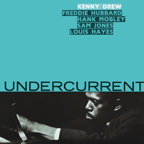 Oben stehen Musikernamen, darunter "UNDERCURRENT". Ein Schwarz-Weiß-Foto zeigt einen Mann am Klavier.