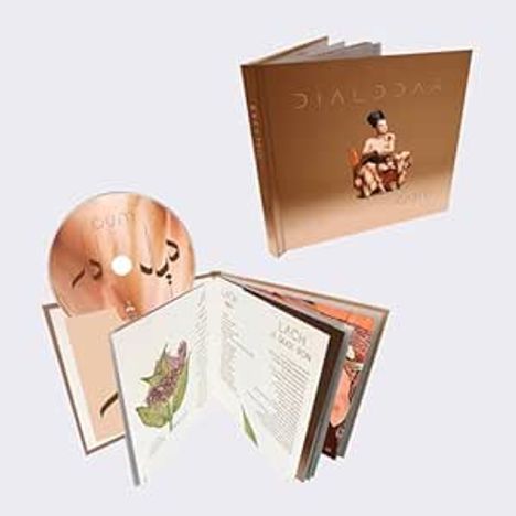 Covertext: "DIALOGUE". Eine CD mit künstlerischem Booklet, das verschiedene Illustrationen und Texte zeigt.