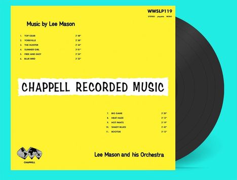 "Chappell Recorded Music" steht mittig. Gelber Hintergrund, schwarze Vinylplatte rechts sichtbar.