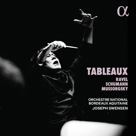 TEXT: Tableaux, Ravel, Schumann, Mussorgsky. Orchestre National Bordeaux Aquitaine, Joseph Swensen.  
Ein Dirigent dirigiert leidenschaftlich.