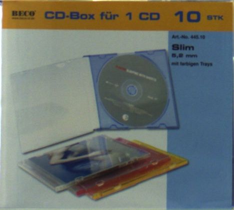 CD-Box für 1CD - Slim 5,2mm mit farbigen Trays - 10er Pack, Zubehör