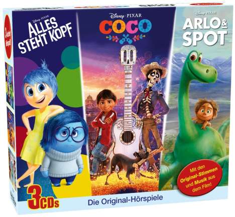Disney/Pixar 3 CD-Box : Arlo &amp; Spot,  Alles steht Kopf,  Coco, 3 CDs