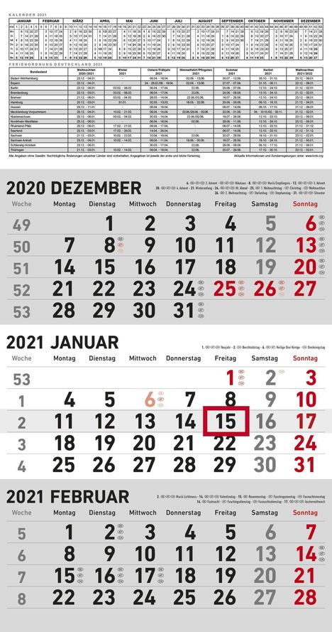 3-Monatsplaner Grau 2021, Kalender