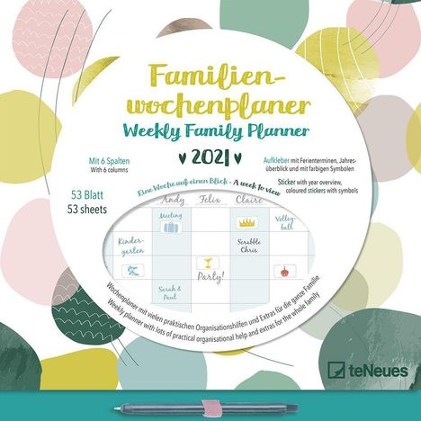 Familien Wochenplaner Dots 2021, Kalender