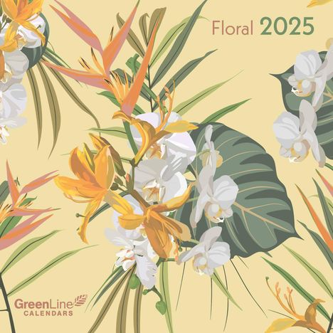 GreenLine Floral 2025 - Wand-Kalender - Broschüren-Kalender - 30x30 - 30x60 geöffnet - Blumen, Kalender