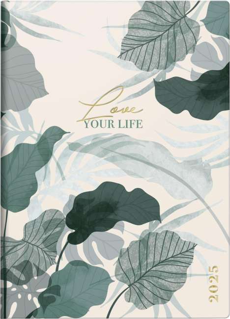 rido/idé 7018307015 Taschenkalender Modell Technik III (2025) "Love Your Life"| 1 Seite = 1 Tag| A6| 384 Seiten| Grafik-Einband| hellgrau, Buch