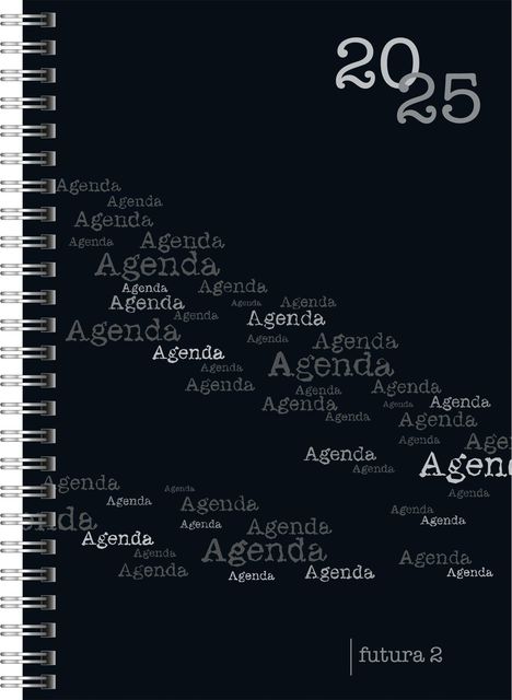 rido/idé 7021105905 Buchkalender Modell futura 2 (2025)| 2 Seiten = 1 Woche| A5| 160 Seiten| PP-Einband| schwarz, Buch