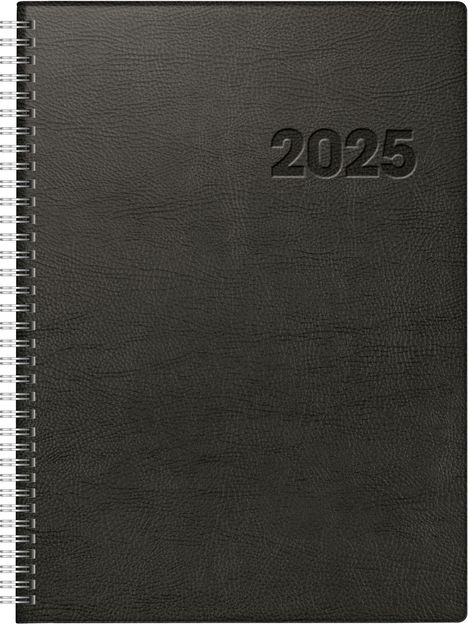 rido/idé 7027501905 Buchkalender Modell Conform (2025)| 1 Seite = 1 Tag| A4| 384 Seiten| Kunststoff-Einband| schwarz, Buch