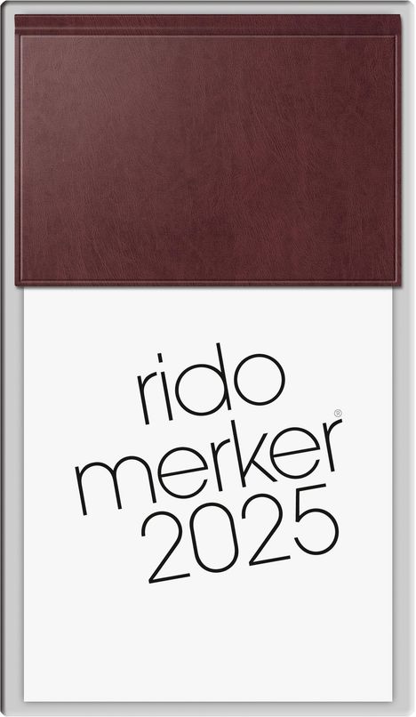 rido/idé 7035003275 Vormerkbuch Modell Merker (2025)| 1 Seite = 1 Tag| 108 × 201 mm| 736 Seiten| Miradur-Einband| dunkelrot, Kalender