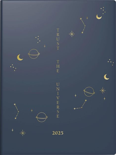 rido/idé 7013607015 Taschenkalender Young Line Mini (2025) "Universe"| 2 Seiten = 1 Woche| A6| 160 Seiten| Grafik-Einband| dunkelblau, Buch