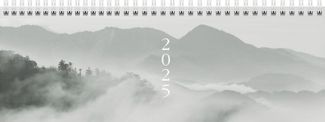 rido/idé 7036311035 Querterminbuch Modell Young Line (2025) "Cloudy Mountains"| 2 Seiten = 1 Woche| 297 × 105 mm| 128 Seiten| Grafik-Einband| grau, Buch