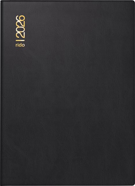 rido/idé 7018182906 | Taschenkalender Mod. Technik II 2026 | A6, Kunststoff, schwarz, Buch