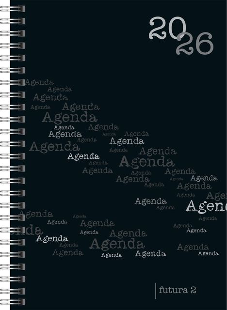 rido/idé 7021105906 | Buchkalender Mod. futura 2 2026 | A5, Kunststoff, schwarz, Buch